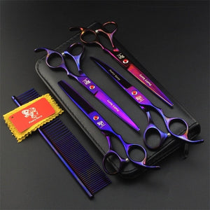 7 Inch Professional Japan 440C Pet Dog Grooming Scissors Set Dog Shears Hair Cutting Thinning Curved Scissors With Comb Bag