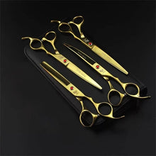 Load image into Gallery viewer, 7 Inch Professional Japan 440C Pet Dog Grooming Scissors Set Dog Shears Hair Cutting Thinning Curved Scissors With Comb Bag
