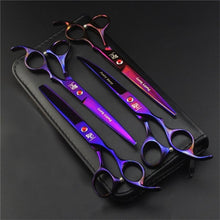 Load image into Gallery viewer, 7 Inch Professional Japan 440C Pet Dog Grooming Scissors Set Dog Shears Hair Cutting Thinning Curved Scissors With Comb Bag
