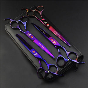 7 Inch Professional Japan 440C Pet Dog Grooming Scissors Set Dog Shears Hair Cutting Thinning Curved Scissors With Comb Bag