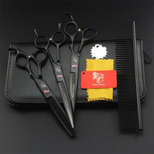 Load image into Gallery viewer, 7 Inch Professional Japan 440C Pet Dog Grooming Scissors Set Dog Shears Hair Cutting Thinning Curved Scissors With Comb Bag
