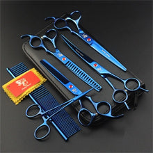 Load image into Gallery viewer, 7 Inch Professional Japan 440C Pet Dog Grooming Scissors Set Dog Shears Hair Cutting Thinning Curved Scissors With Comb Bag
