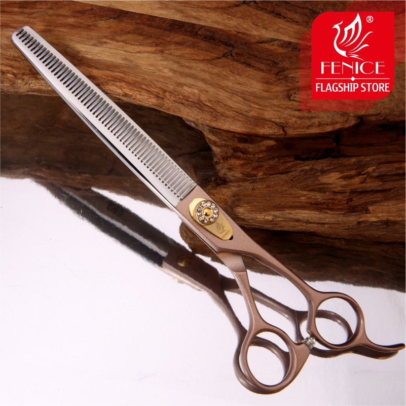 Fenice Japan 440C stainless steel 7 inch 7.5 inch  thinning rate 35% rose gold pet dog grooming thinning scissors