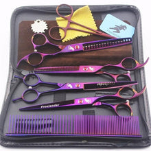 Load image into Gallery viewer, 7 Inch Professional Japan 440C Pet Dog Grooming Scissors Set Dog Shears Hair Cutting Thinning Curved Scissors With Comb Bag
