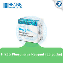 Load image into Gallery viewer, HANNA HI736 ULR Phosphate Tester Contains 25 test packs to test phosphate PO4 concentration in seawater aquarium reef tank
