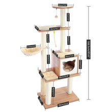 Load image into Gallery viewer, Free Shipping Pet Luxury Furniture Cat Tower Pet Cat Tree Towers Climbing Shelf Cats Apartment Game Habitat Cat Tower Condo Toy
