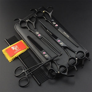 7 Inch Professional Japan 440C Pet Dog Grooming Scissors Set Dog Shears Hair Cutting Thinning Curved Scissors With Comb Bag